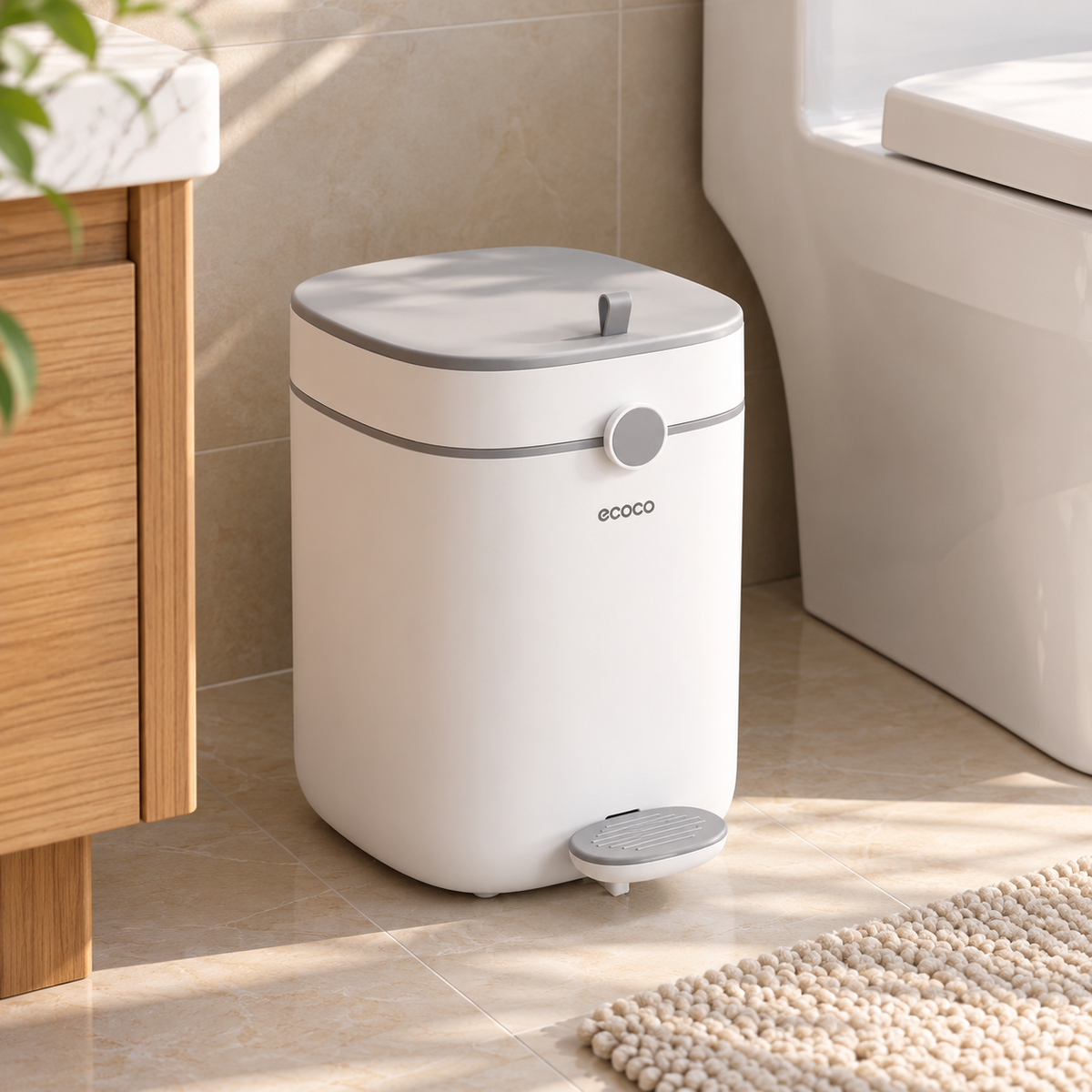 Ecoco 8L Pedal Dustbin with Flip-Top Lid