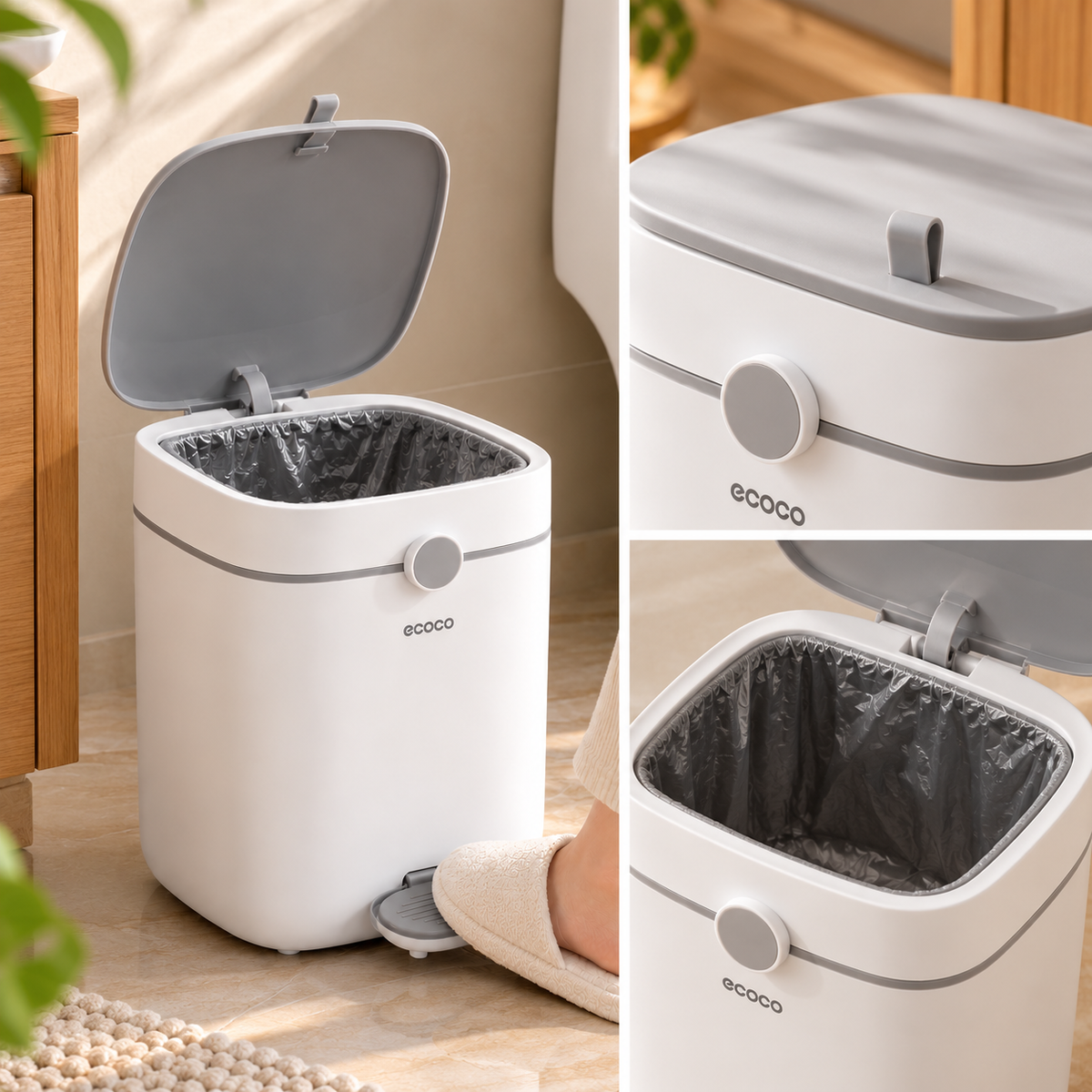 Ecoco 8L Pedal Dustbin with Flip-Top Lid