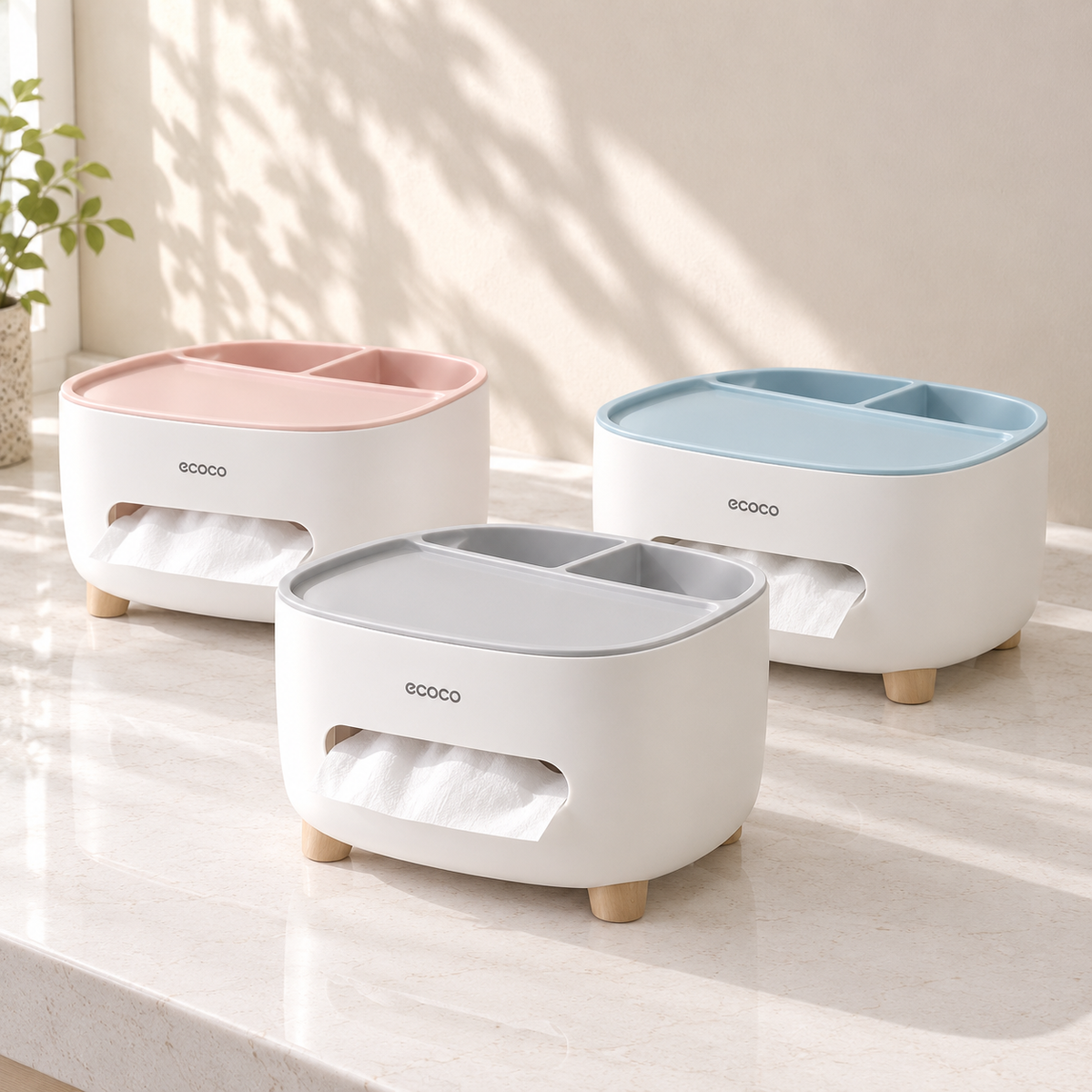 Ecoco Multifunctional Tissue Box & Tabletop Organizer