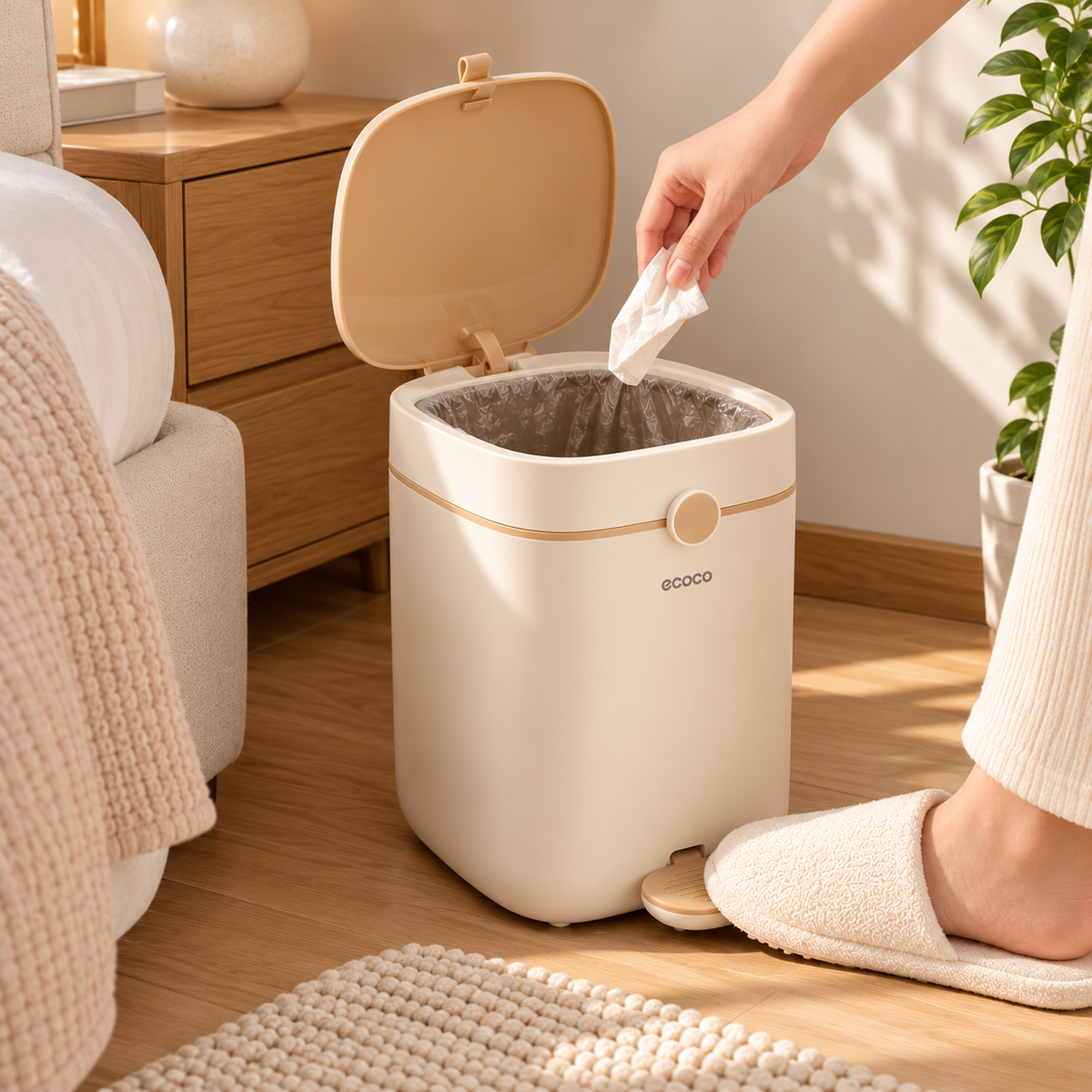 Ecoco 8L Pedal Dustbin with Flip-Top Lid