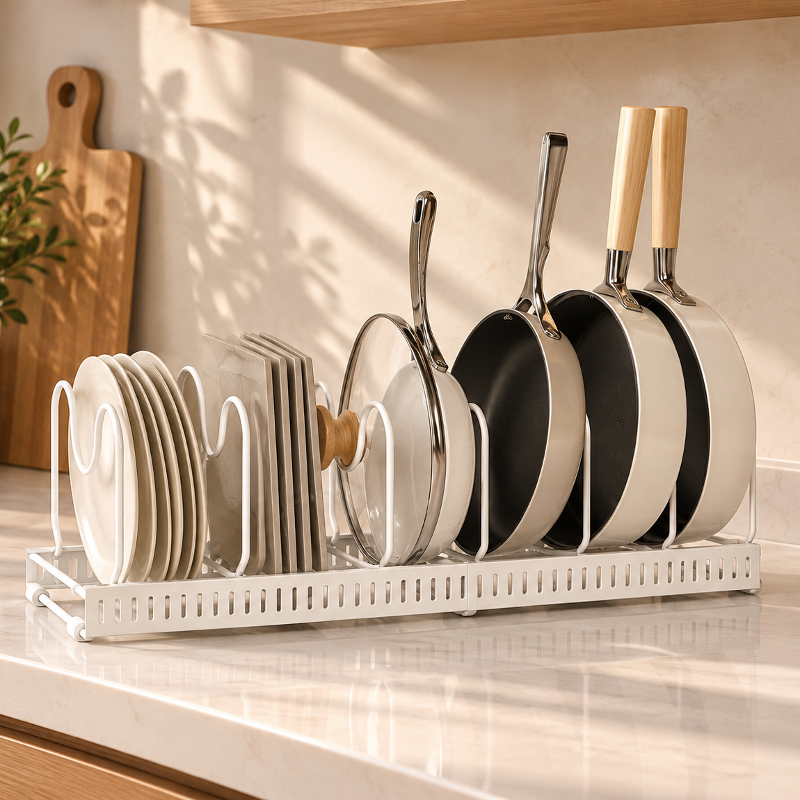 Adjustable Pots & Pans Organizer Rack – 6 Slot