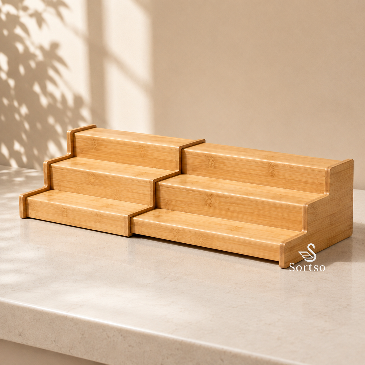 Expandable 3-tier bamboo spice and pantry organizer rack