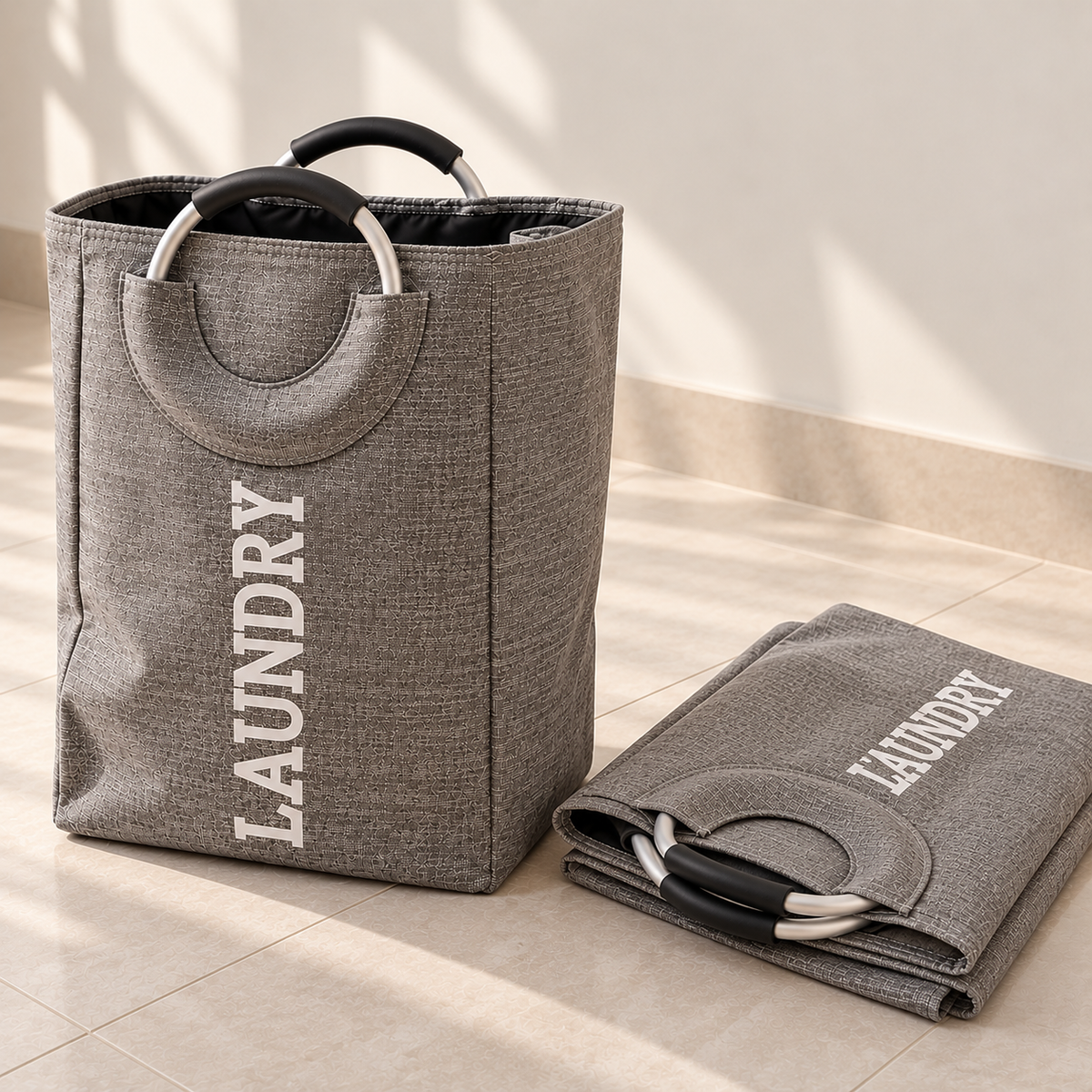 Foldable Fabric Laundry Basket with Handles