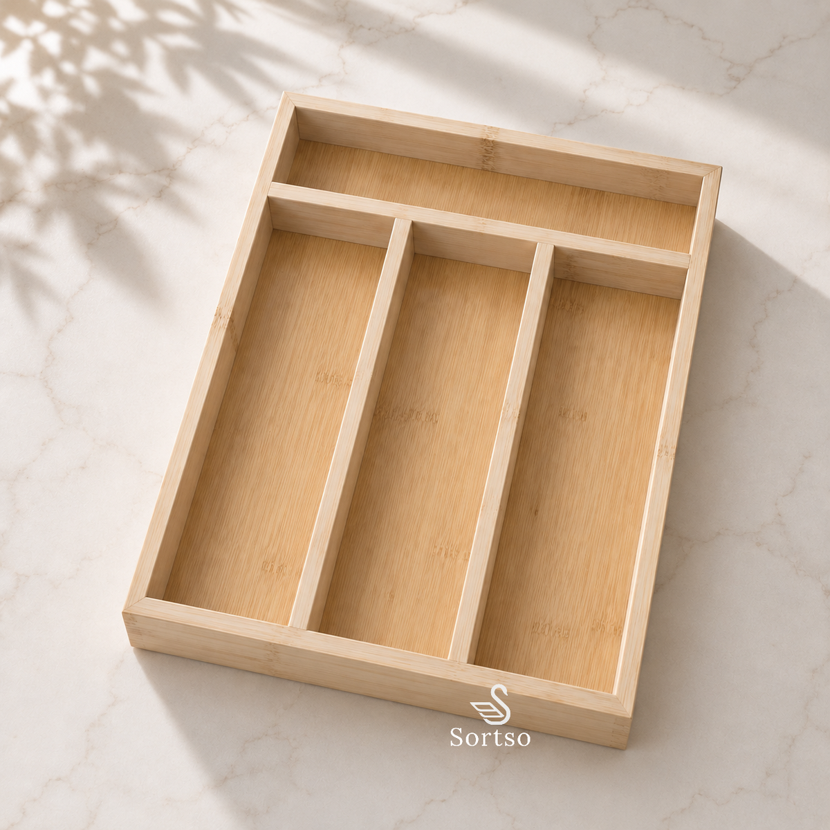 Bamboo cutlery drawer organizer in Pakistan with 4 compartments